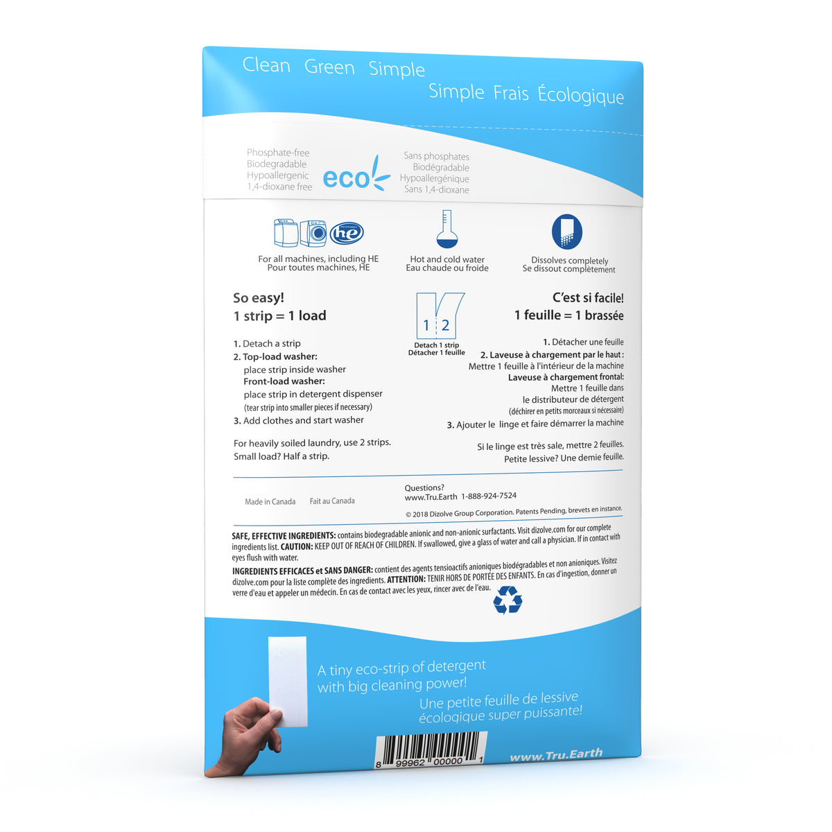 Tru-Earth Laundry Eco-Strip Detergent : FRESH LINEN (Pack of 64)