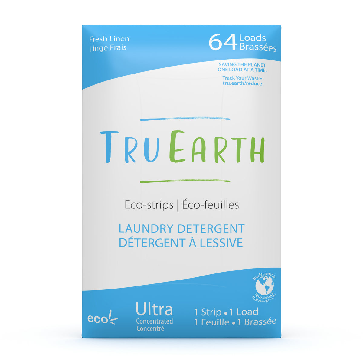Tru-Earth Laundry Eco-Strip Detergent : FRESH LINEN (Pack of 64)