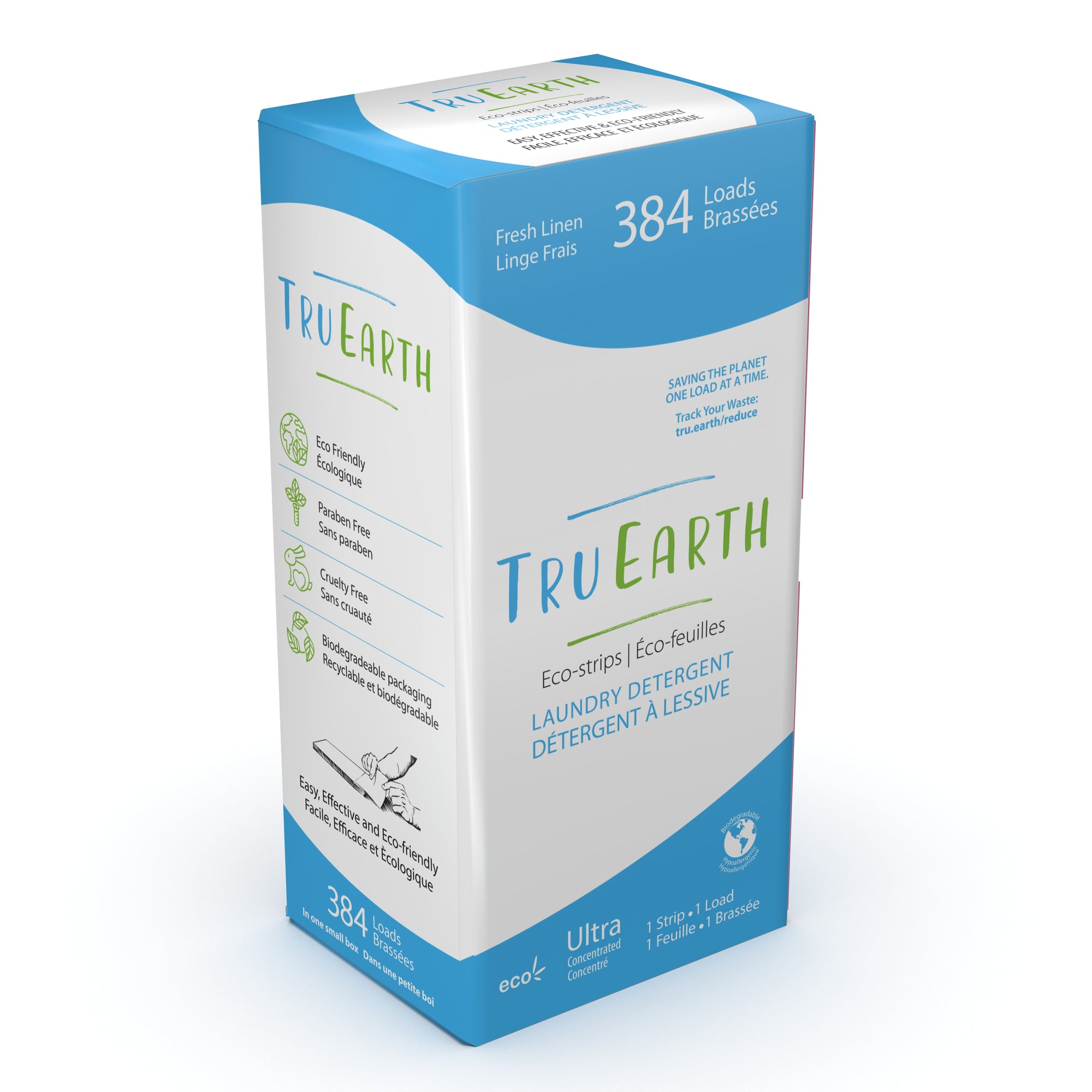 Tru-Earth Laundry Eco-Strip Detergent : FRESH LINEN (Pack of 384)