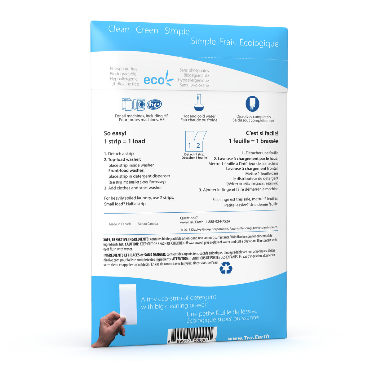 Tru-Earth Laundry Eco-Strip Detergent : FRESH LINEN (Pack of 32)