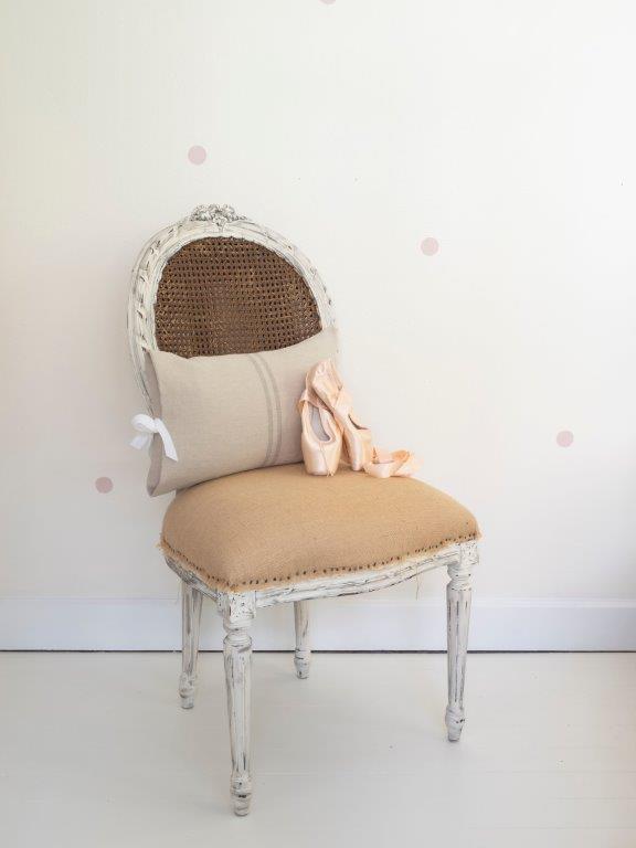 Linen Cushion with Navy/Sage/White Velvet Bow