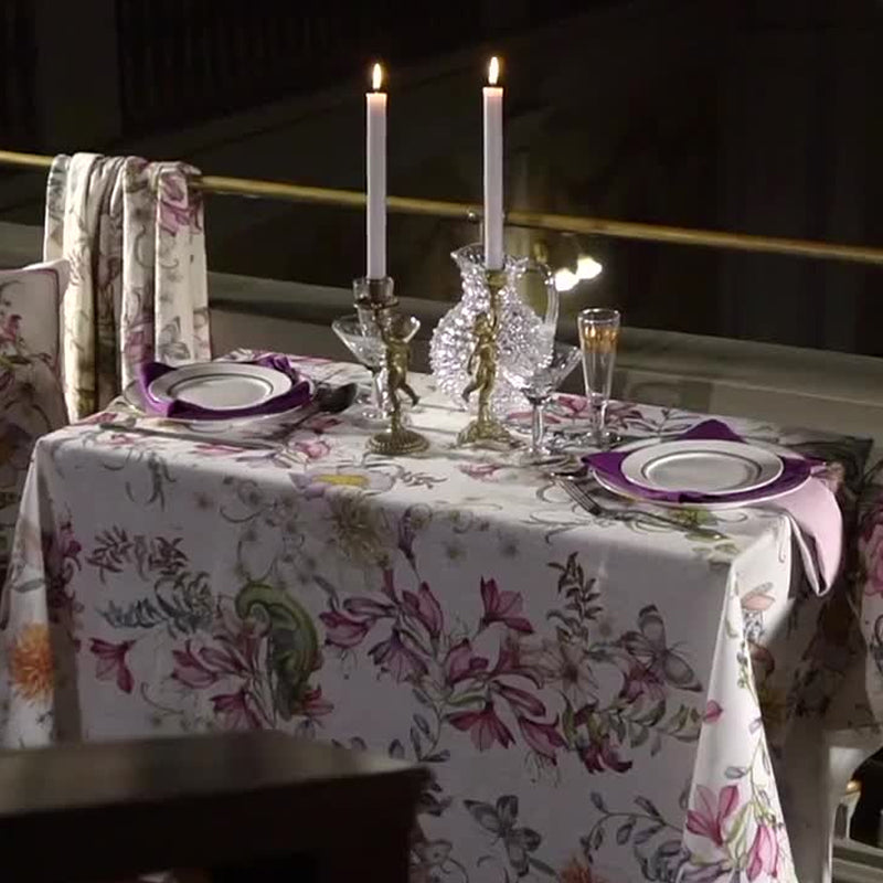 Italian Linen Tablecloth, Chameleon  Pattern