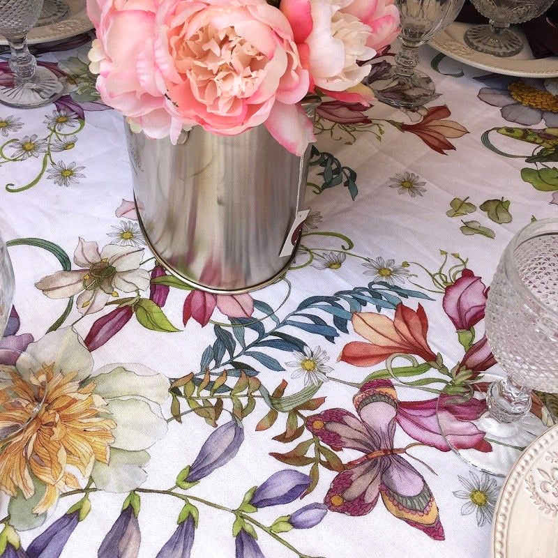 Italian Linen Tablecloth, Chameleon  Pattern