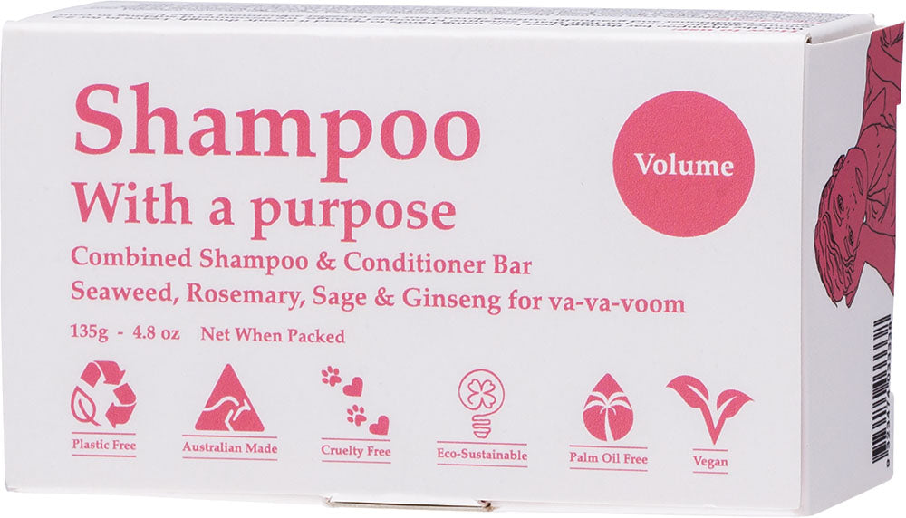 Shampoo with a purpose, combined shampoo and Conditioner Bar, for Volume hair