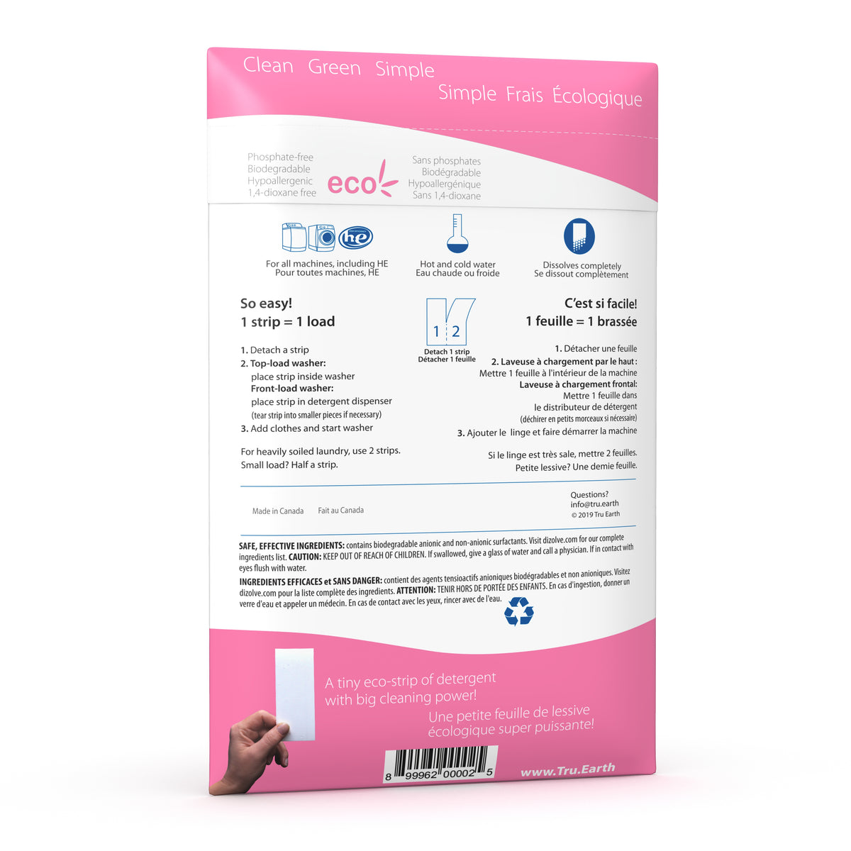 tru earth laundry strips 64 pack rear view